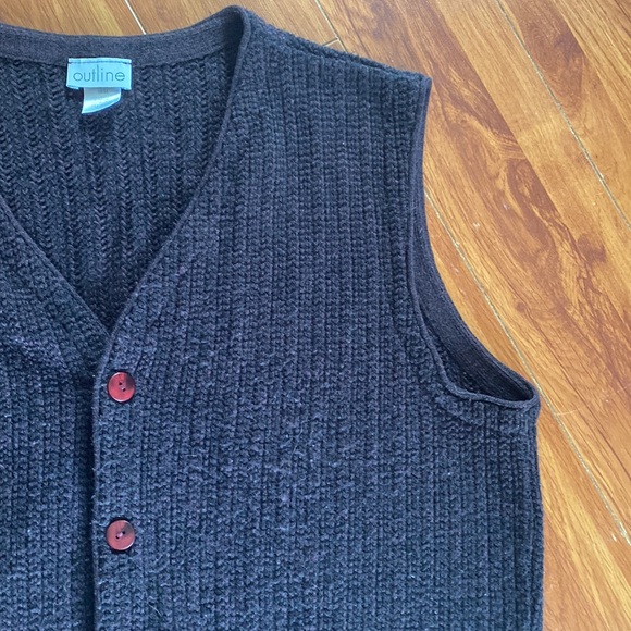 Chocolate Knit Button Up Vest - Picture 2 of 6